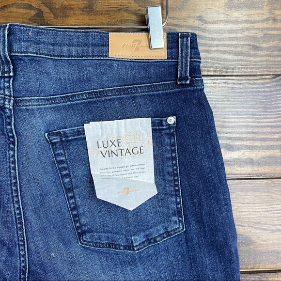7 For All Mankind The Ankle Skinny Jeans in Luxe Vintage Dark Indigo Size 33 New - Picture 5 of 8